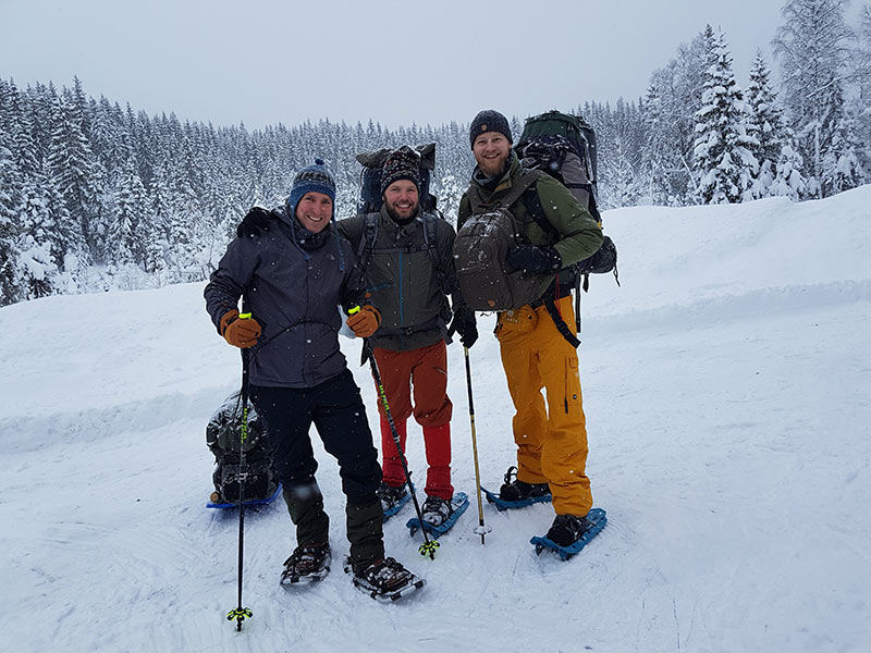 Hike before camping in the snow
